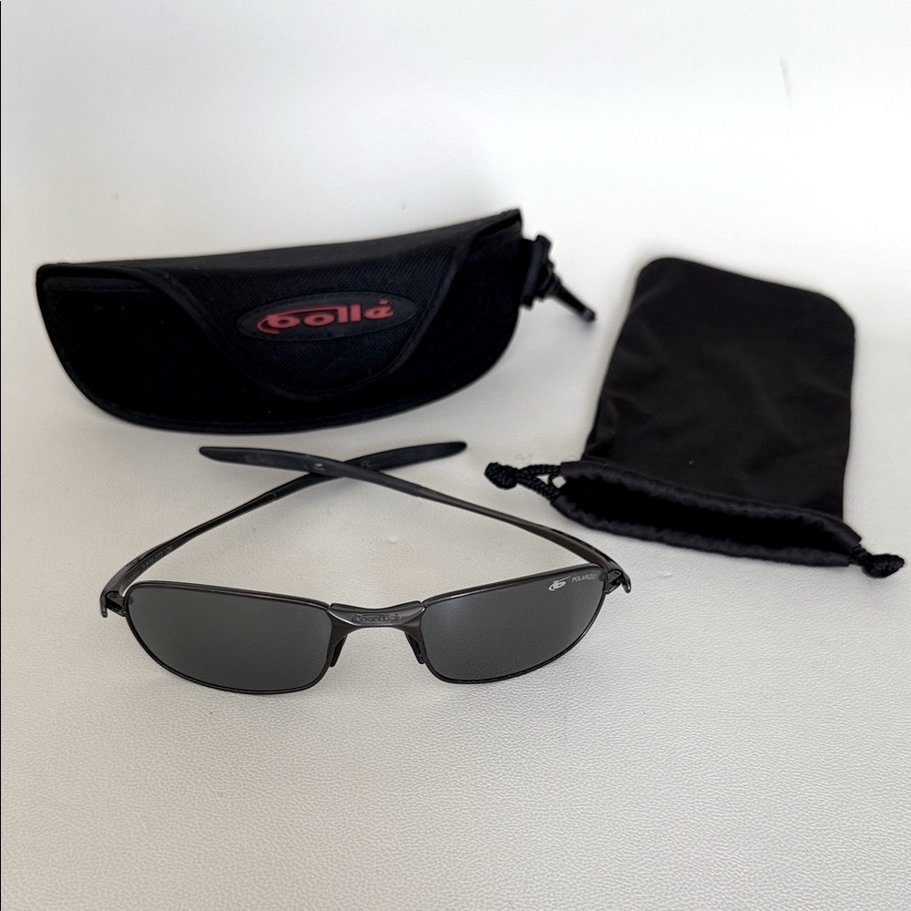 Bolle Heatseeker Shiny Gunmetal Polarized TNS Sunglasses 55mm 3918273126 + Case